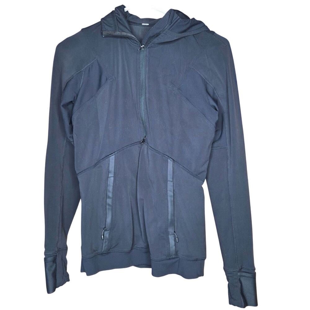 LULULEMON Athletica Winter Sprinter Hoodie black size 6 ponytail 1/2 zip